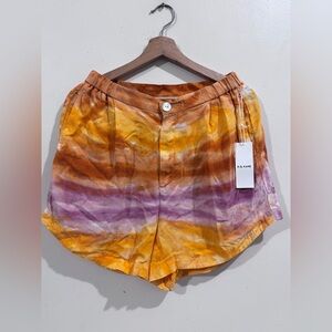 RG KANE Women's High Waist Tie-Dye Shorts - Orange and Purple